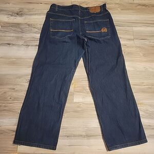 VINTAGE Mecca USA Jeans Men 40X33 Blue Hip Hop Baggy Y2K Denim Embroidered Logo